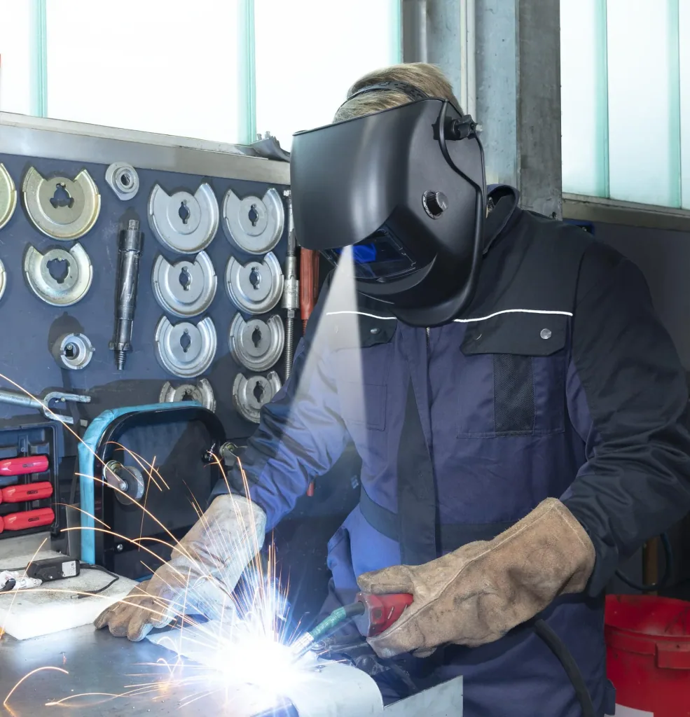 Automatic welding helmet with additional LED