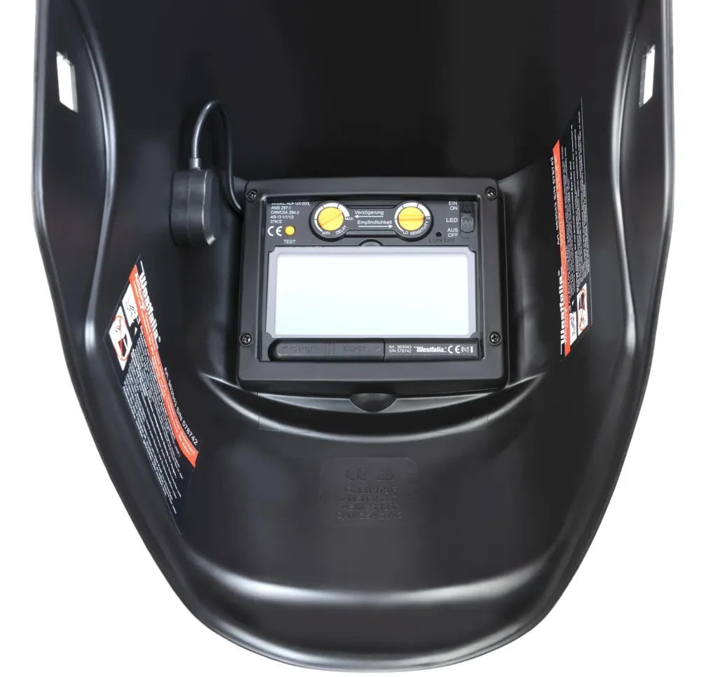 Automatic welding helmet with additional LED