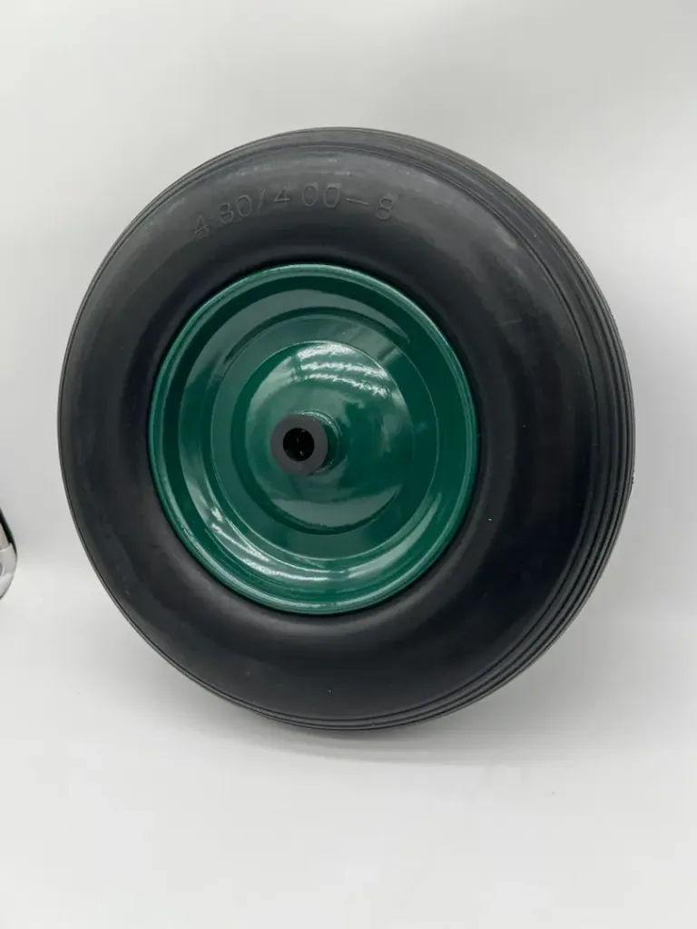Puncture-proof wheelbarrow wheel with needle bearing, 1 piece