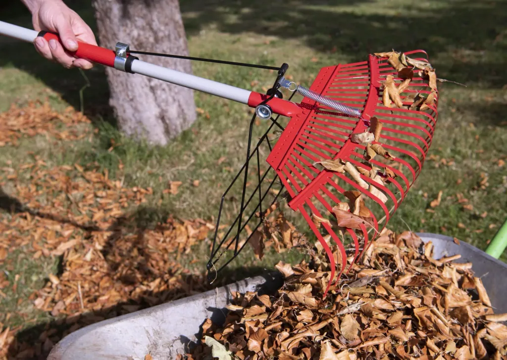 Universal rake with grapple, 25 tines, telescopic