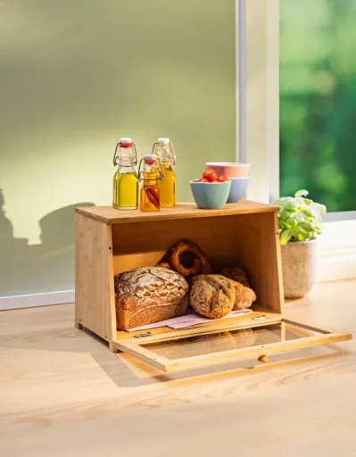 Bread box XXL made of bamboo & wood