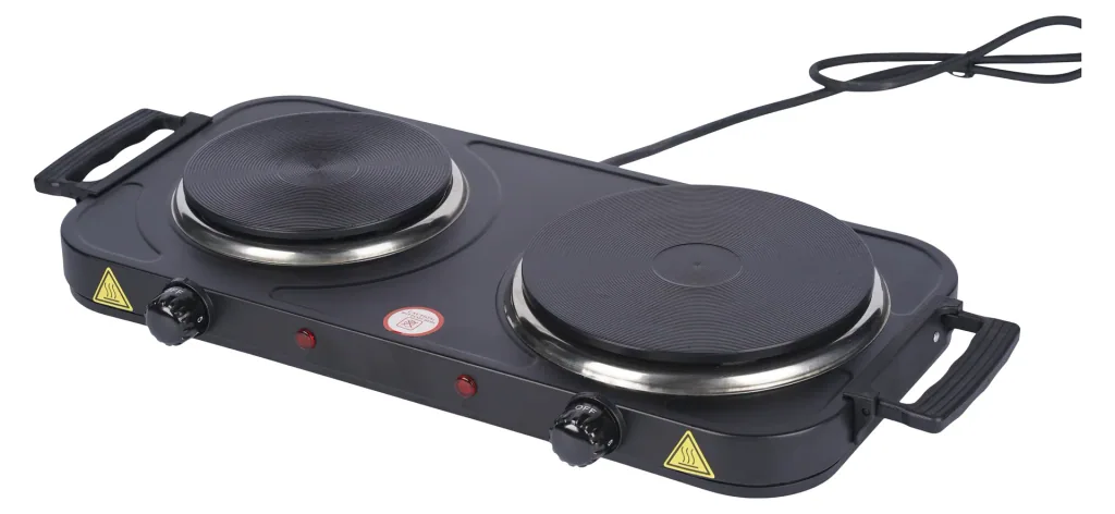Double hotplate 2000 watts, black