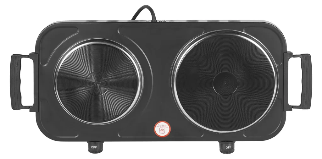 Double hotplate 2000 watts, black