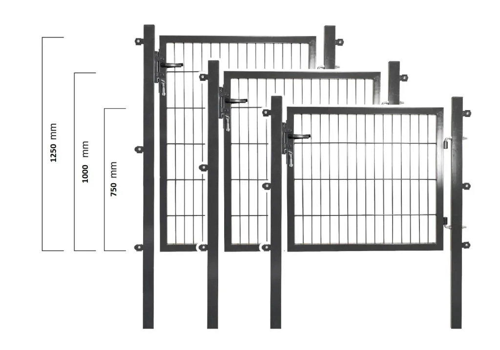Garden gate for welded fence panel anthracite, single-leaf - 100 cm high - 100 cm wide