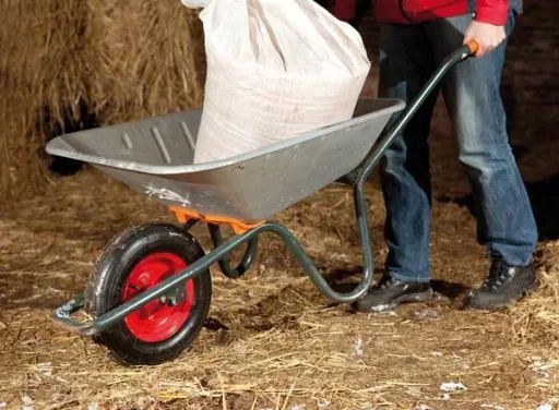Wheelbarrow wheel with axle, bore 20 mm, thread 12 mm, 1 piece