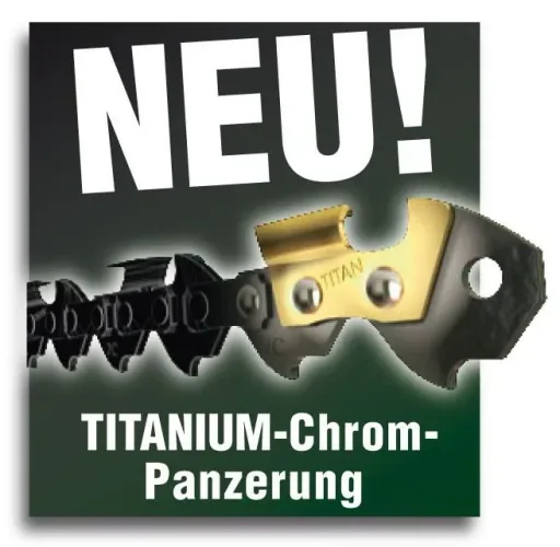 Titanium-coated saw chain for 50 cm guide bar, 72 drive links, 1.5 mm gauge, .325" pitch