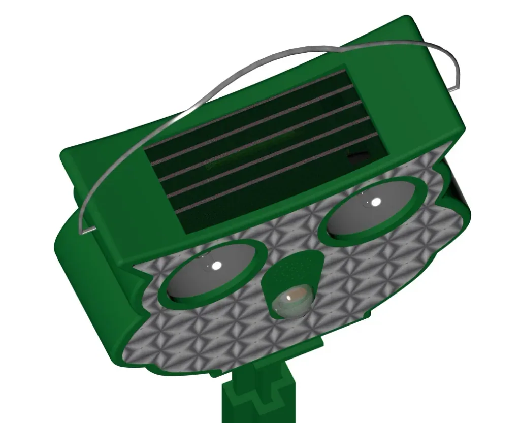 Solar-powered ultrasonic animal deterrent "Owl"