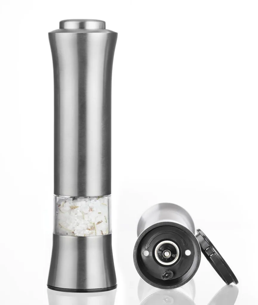 Electric salt and pepper mill set with LED light