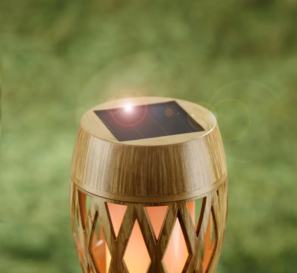 Bamboo solar flame light, set of 3