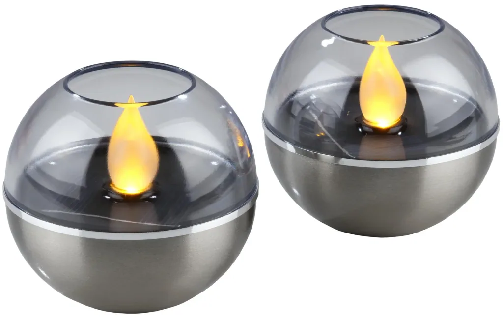 2-in-1 solar flickering lights, amber, set of 2