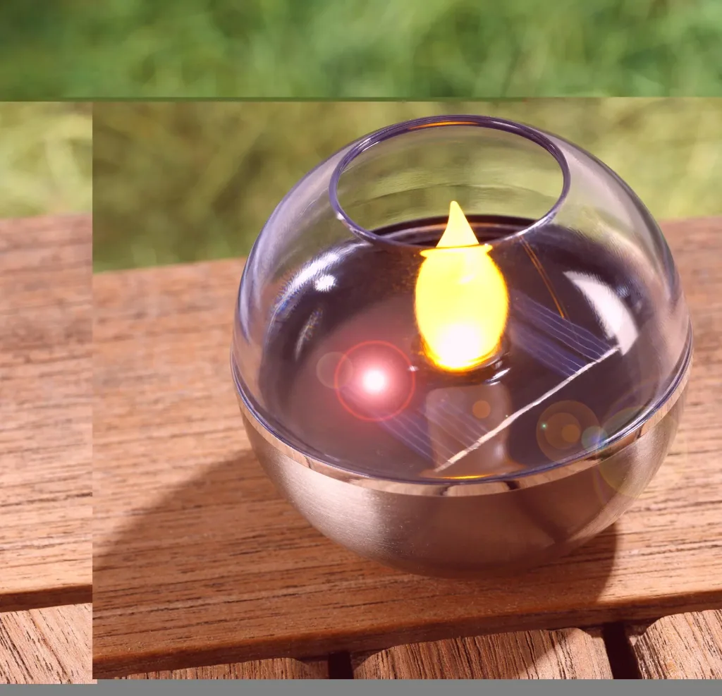 2-in-1 solar flickering lights, amber, set of 2