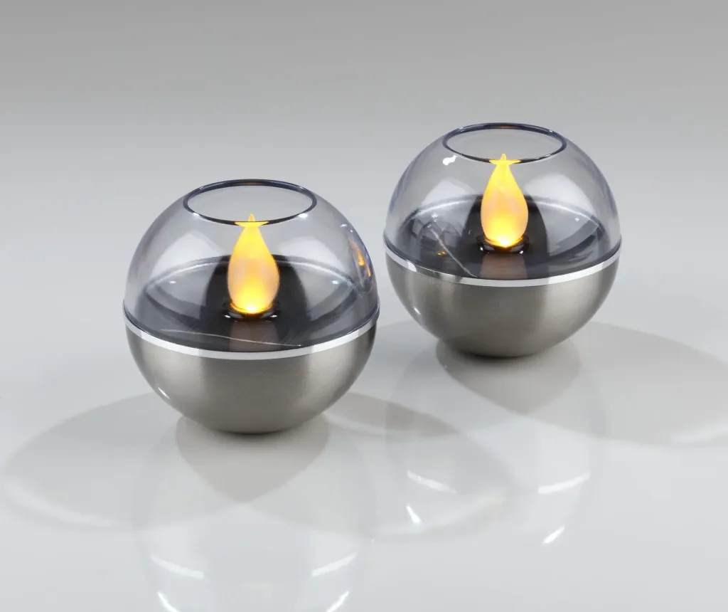 2-in-1 solar flickering lights, amber, set of 2