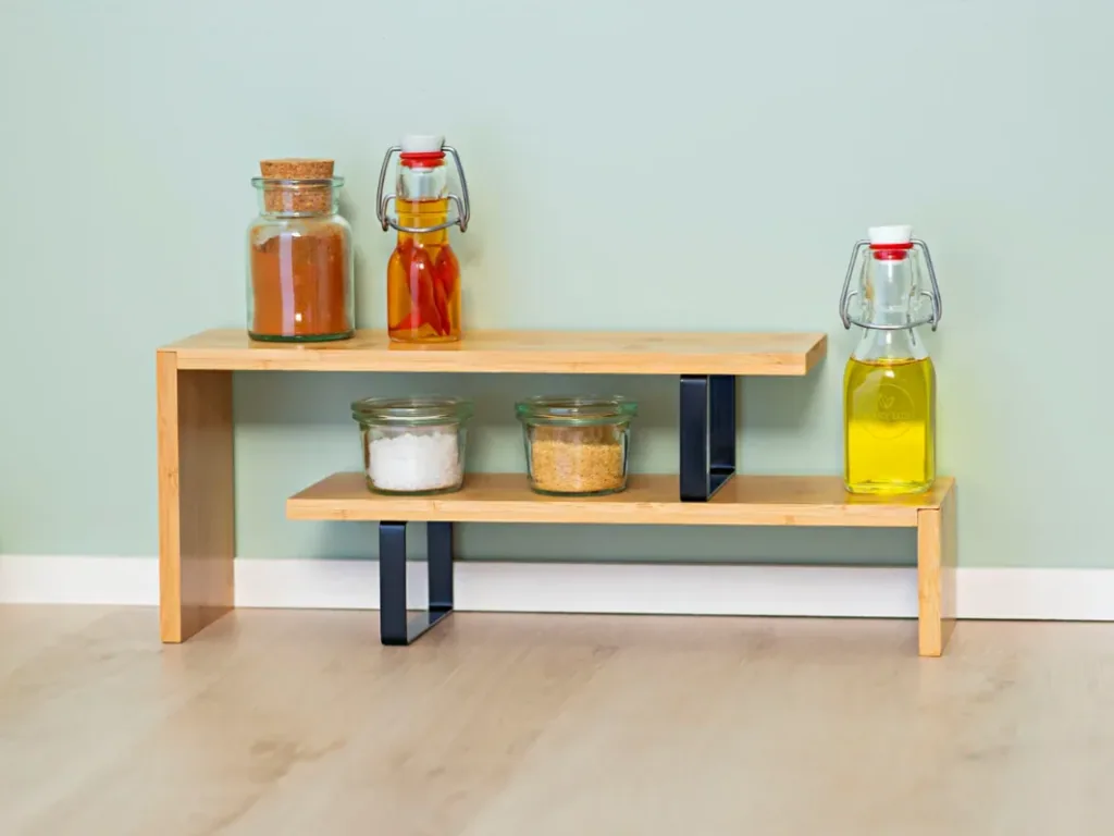 Bamboo kitchen shelf, 2-tier