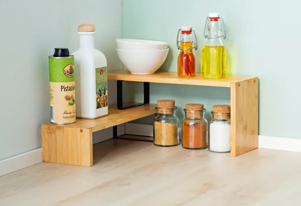 Bamboo kitchen shelf, 2-tier