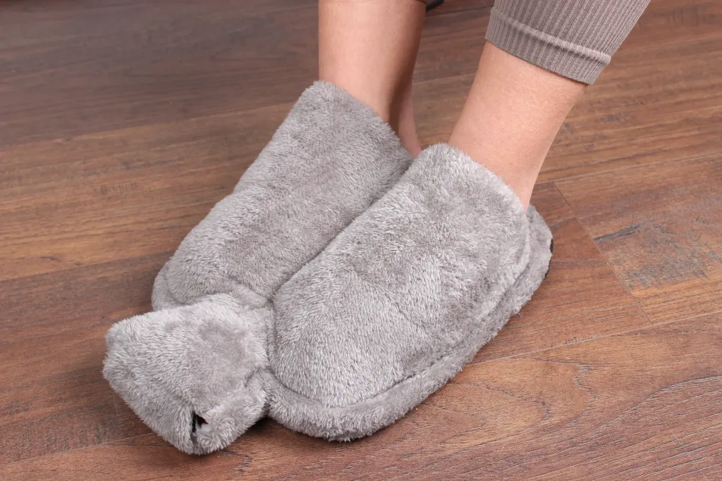Foot warmer including hot water bottle, grey