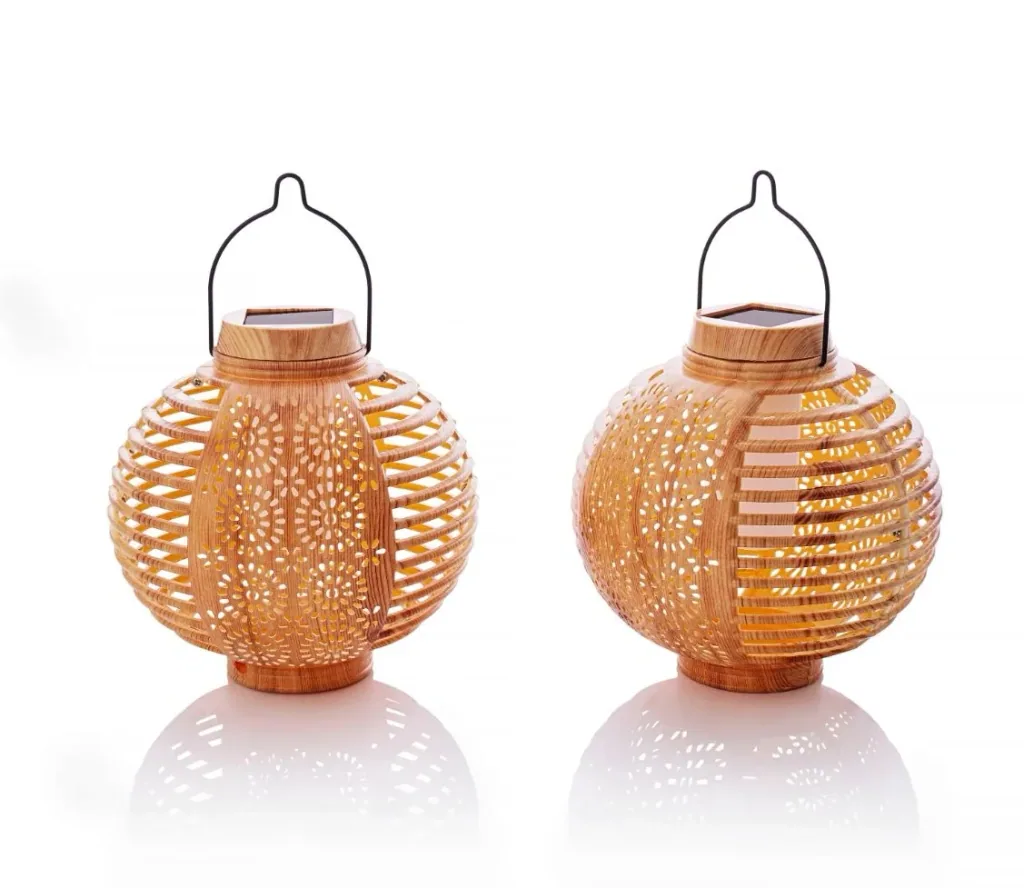 Solar Lanterns "Flame" Bamboo, Set of 2
