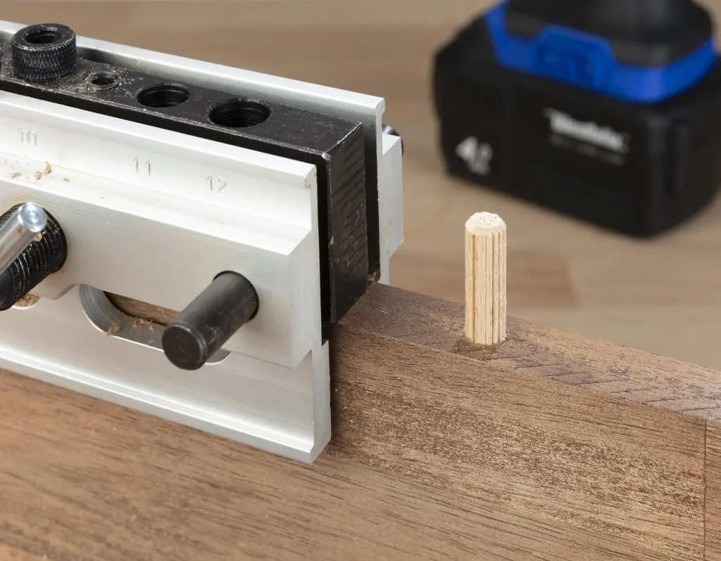 Doweling machine / drilling jig, self-centering