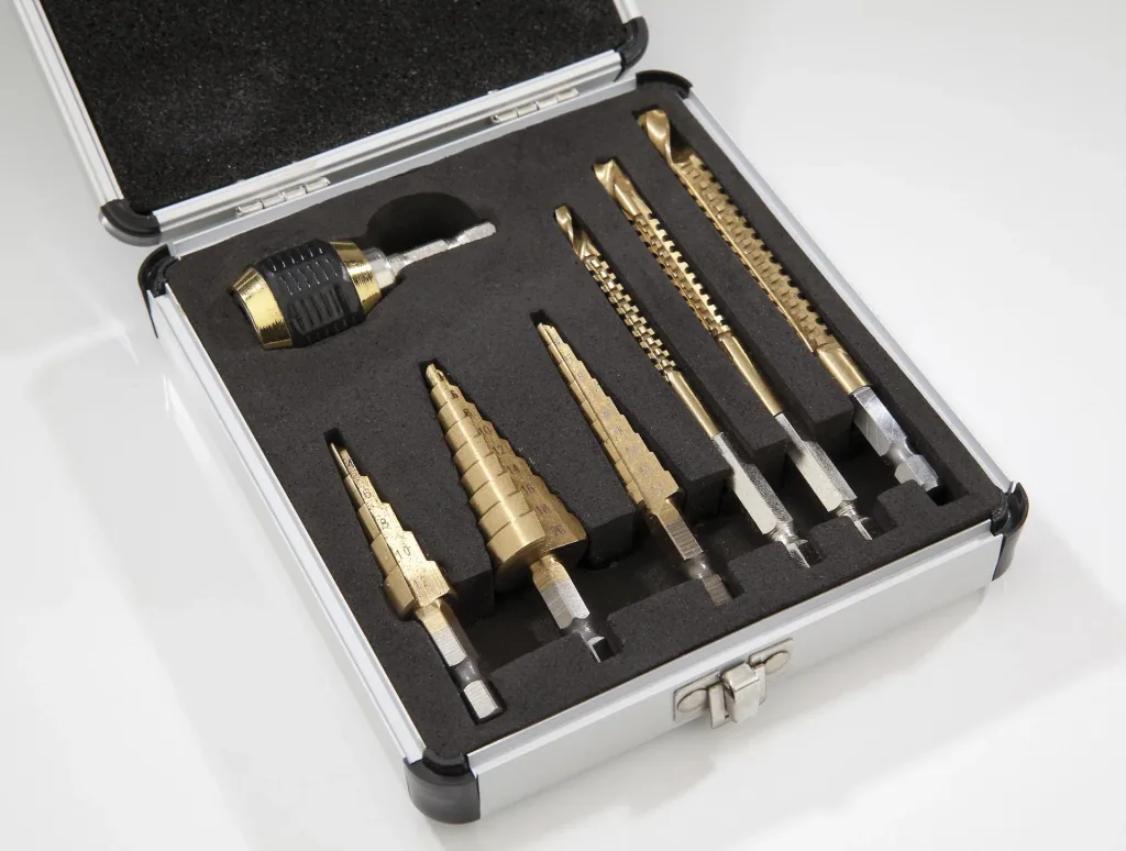 7-piece titanium-coated step and milling drill bit set