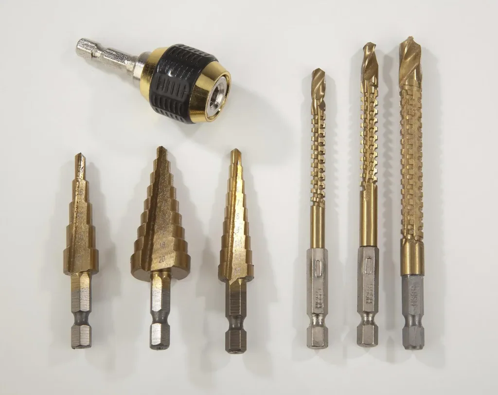 7-piece titanium-coated step and milling drill bit set