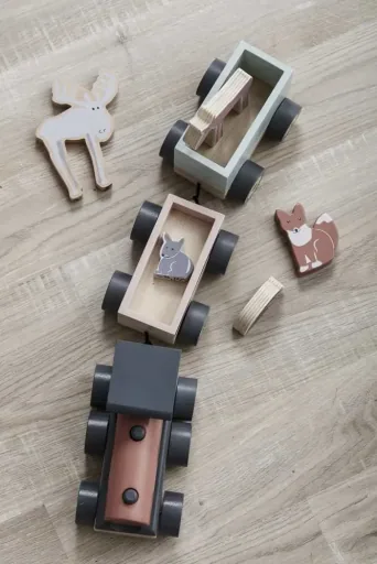 Kids Concept Toys Zug Wood with forest animals