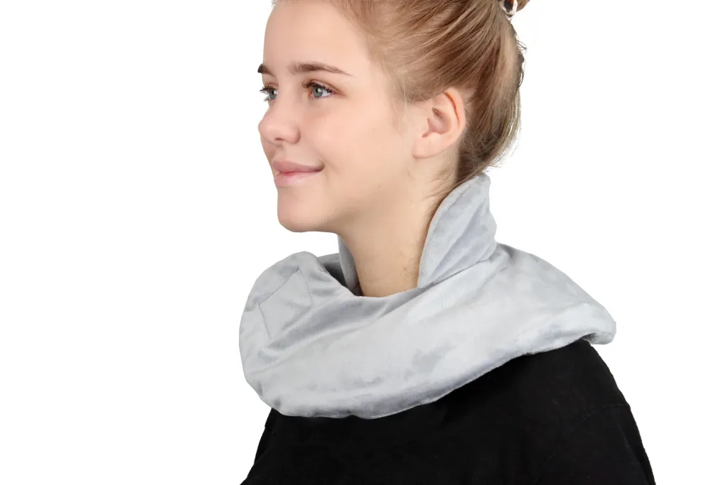 Neck hot water bottle with neck fleece, grey
