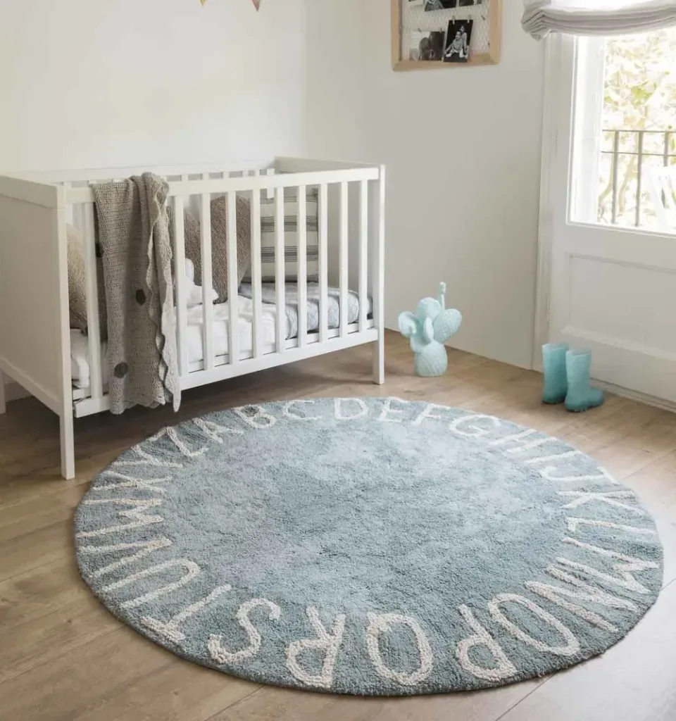 Lorena Canals round carpet ABC blue