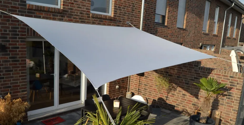 Square sun sail water-repellent silver-grey 300 x 400cm