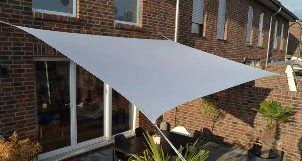 Square sun sail water-repellent silver-grey 300 x 400cm