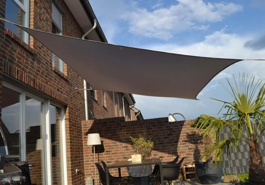 Square sun sail water-repellent silver-grey 300 x 400cm