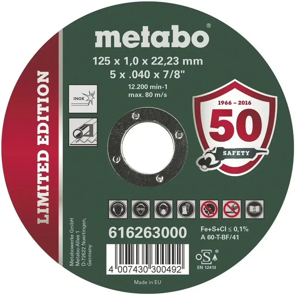 INOX cutting disc 125 mm, 10 pieces