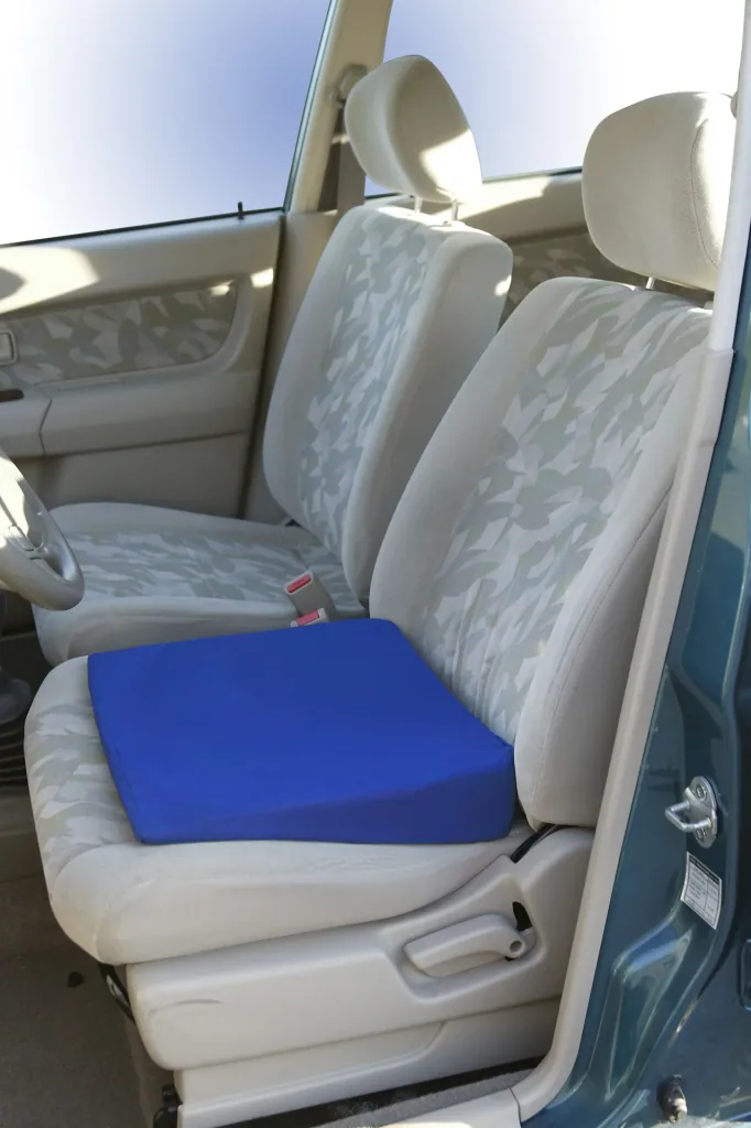 Car seat cushion wedge with cover, blue