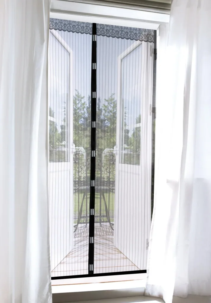 Magic Click mosquito net 90 x 210 cm for doors, black with magnetic closure