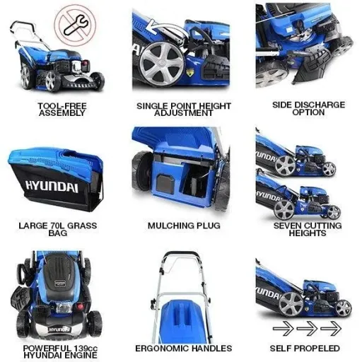 Self-propelled lawn mower with 139cc OHV four-stroke petrol engine 46cm