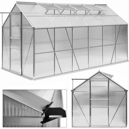 Aluminum greenhouse 11.73 m³ with 4 skylights