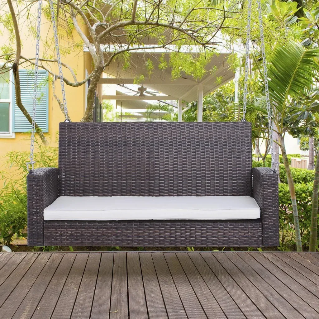 Hanging bench 2-seater rattan garden chair
