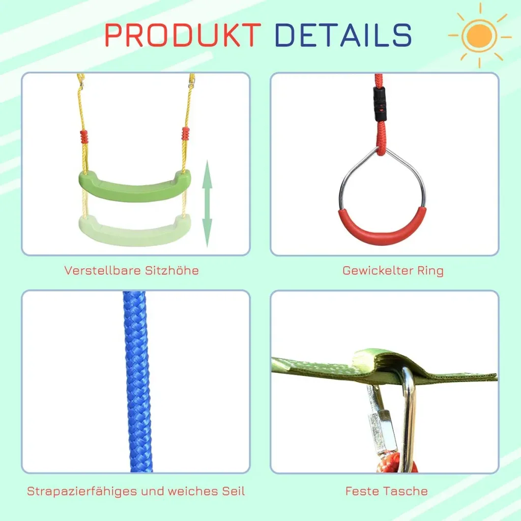 Children's climbing set with many accessories, multicolored