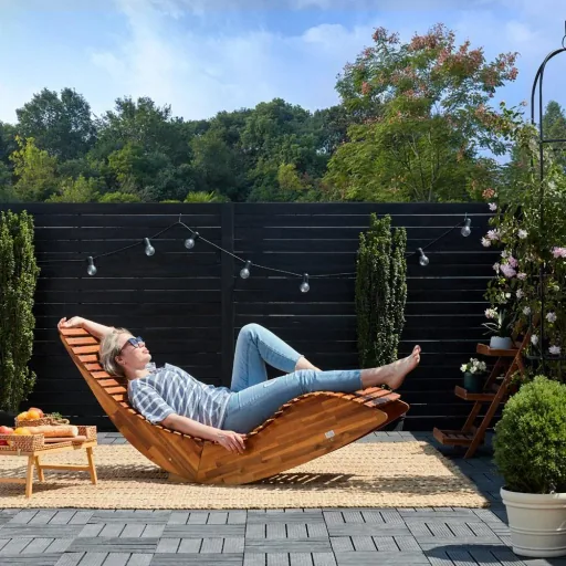 Ergonomic, comfortable rocking lounger for the garden - FSC-certified acacia wood - 2 pieces - 150 x 60 x 93 cm