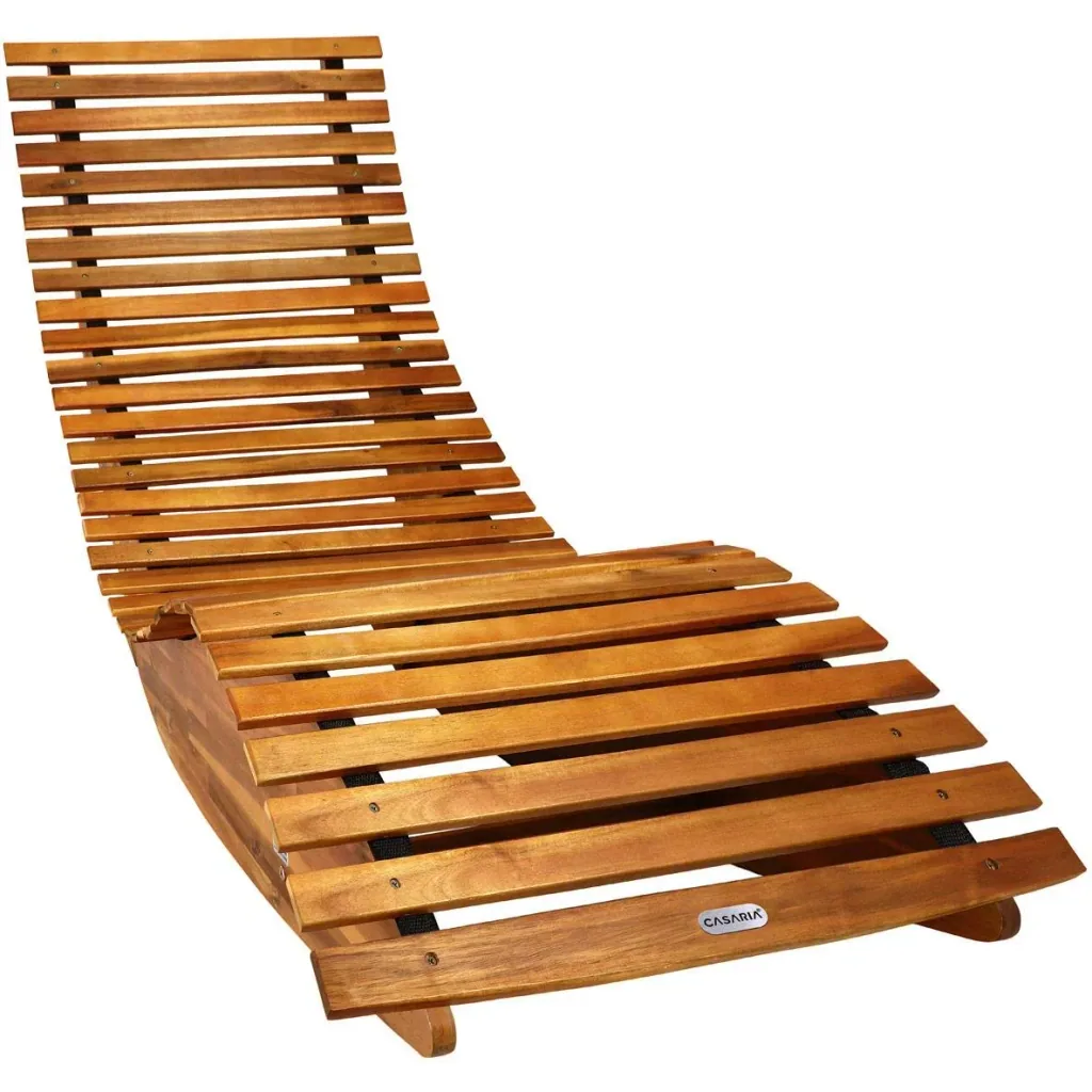 Ergonomic, comfortable rocking lounger for the garden - FSC-certified acacia wood - 2 pieces - 150 x 60 x 93 cm