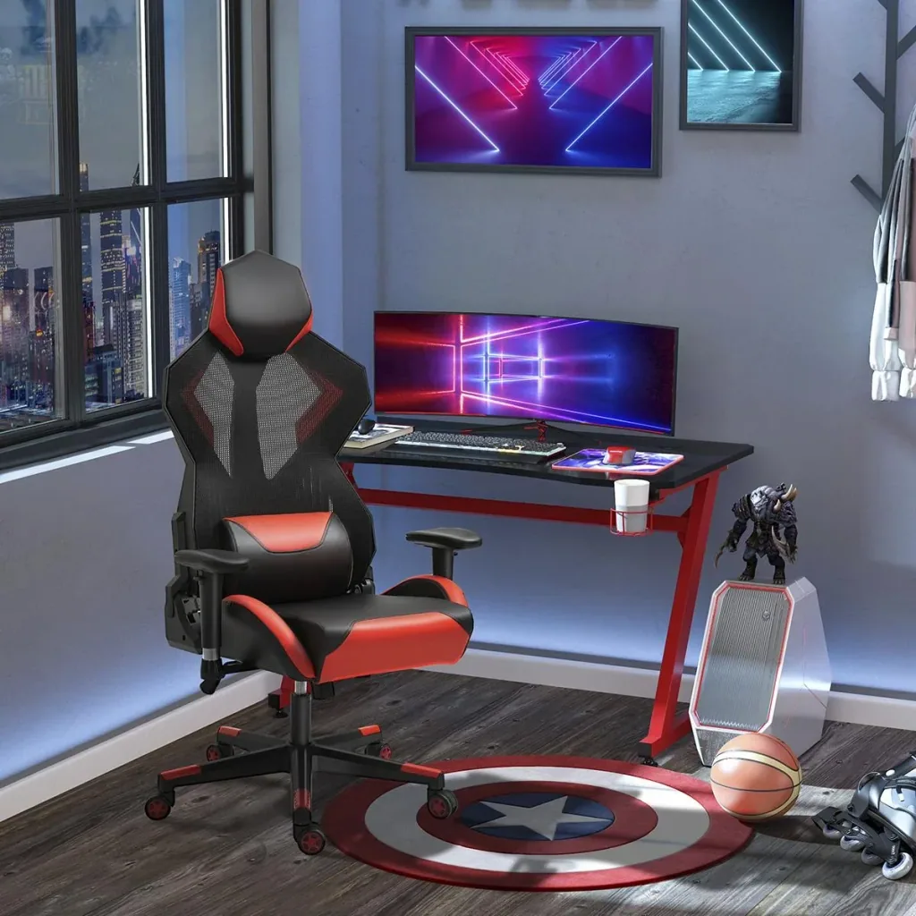 Gaming chair office chair desk chair ergonomic design racing style modern height adjustable foam nylon PU leather