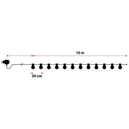 VT-71020 LED lanyard 10 meters with plug, including 20x 0.5W LED bulbs, 3000K warm white, 600 lumens, IP44