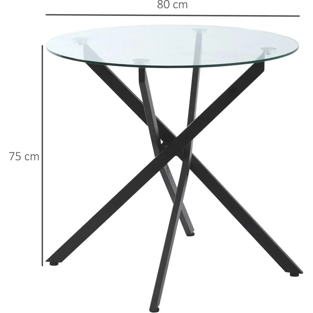 Side table with safety glass round coffee table coffee table glass table for living room bedroom metal black 80