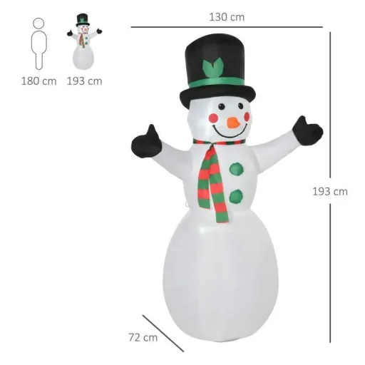 1.93 m inflatable snowman with 2 module lights Christmas decoration