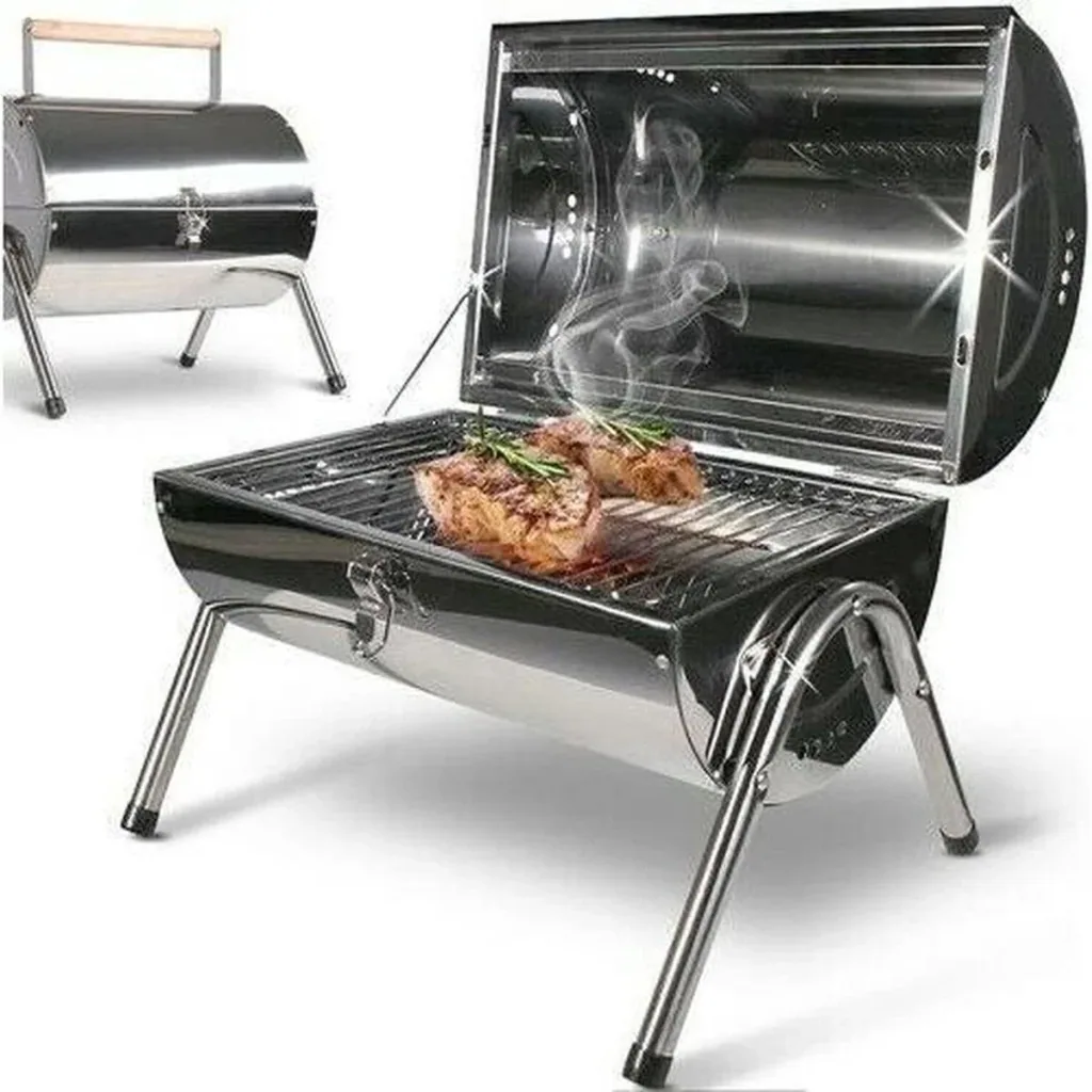 BBQ Collection Charcoal Grill - Cylinder - Chrome