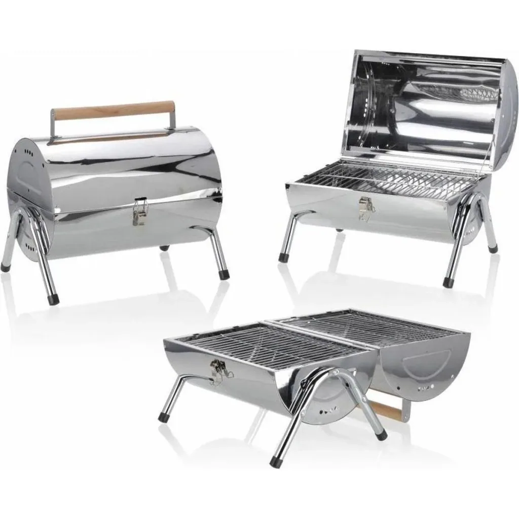 BBQ Collection Charcoal Grill - Cylinder - Chrome