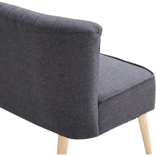 2-seater couch fabric sofa upholstered sofa seating furniture wood dark grey 117 x 56.5 x 77 cm
