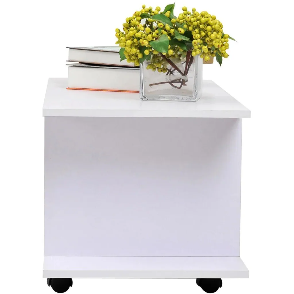 TV table lowboard TV with wheels white