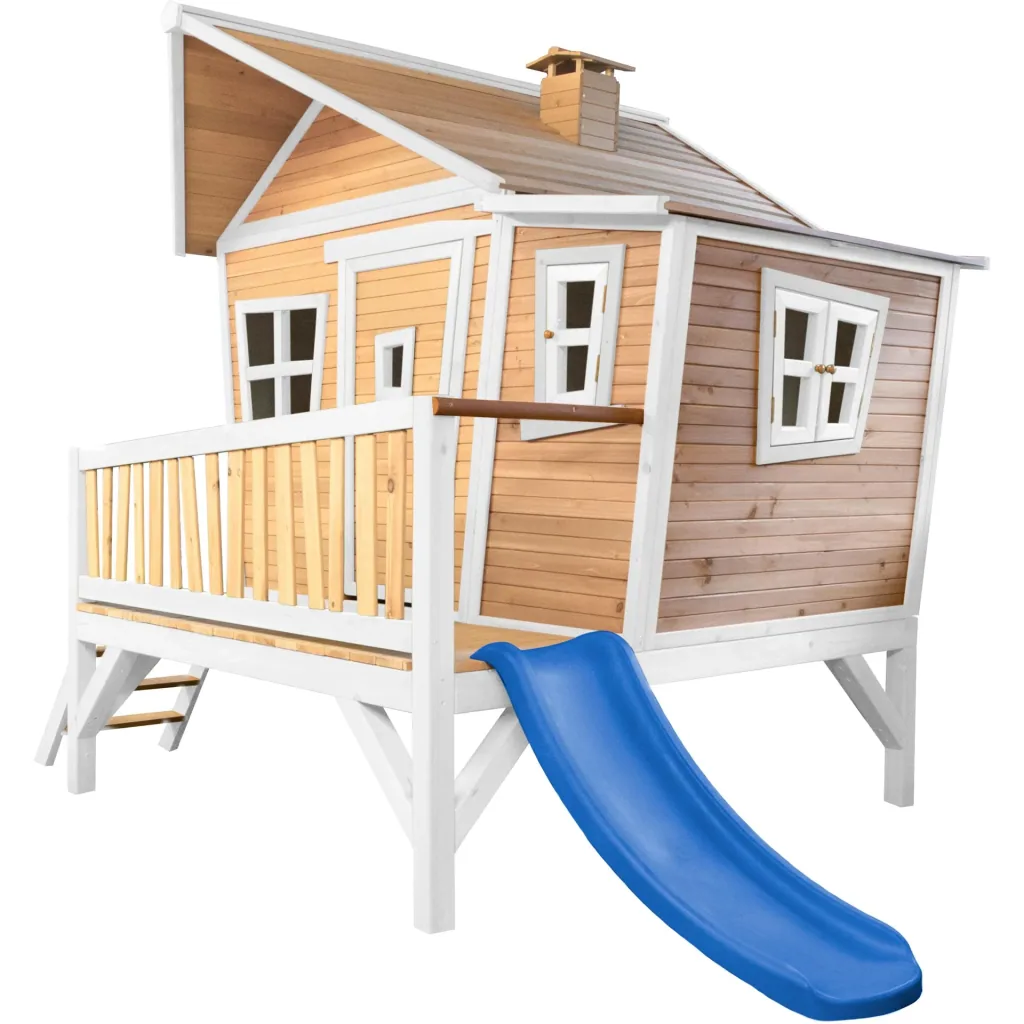 Emma Playhouse Brown/White - Blue Slide