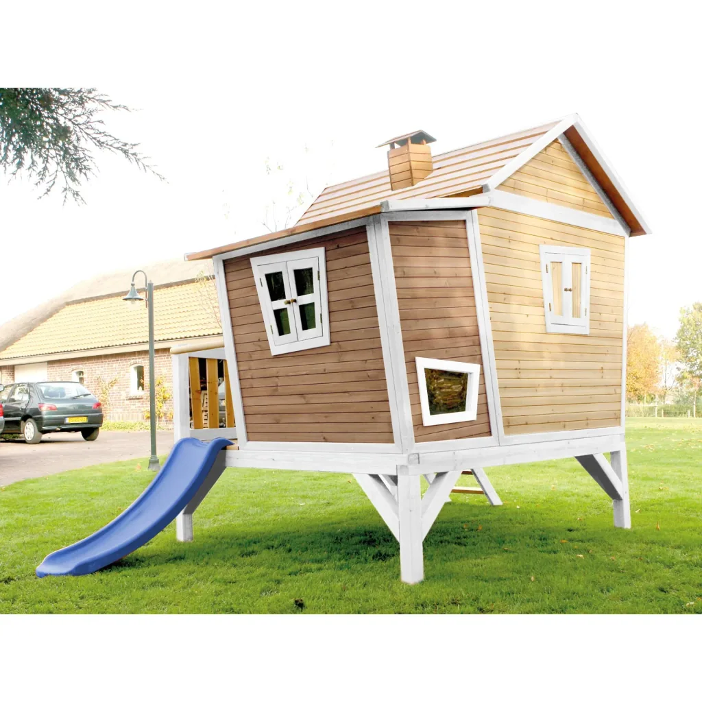 Emma Playhouse Brown/White - Blue Slide
