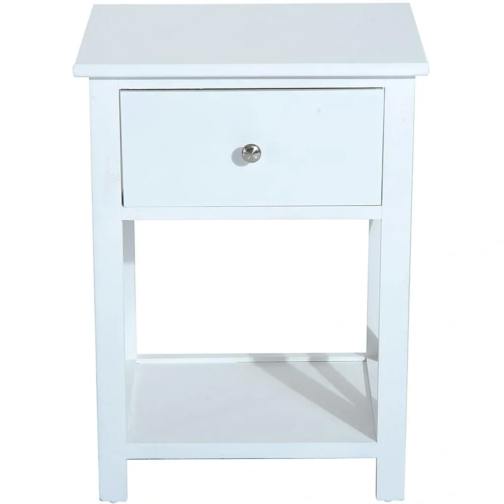 Side table bedside table with drawer wood white