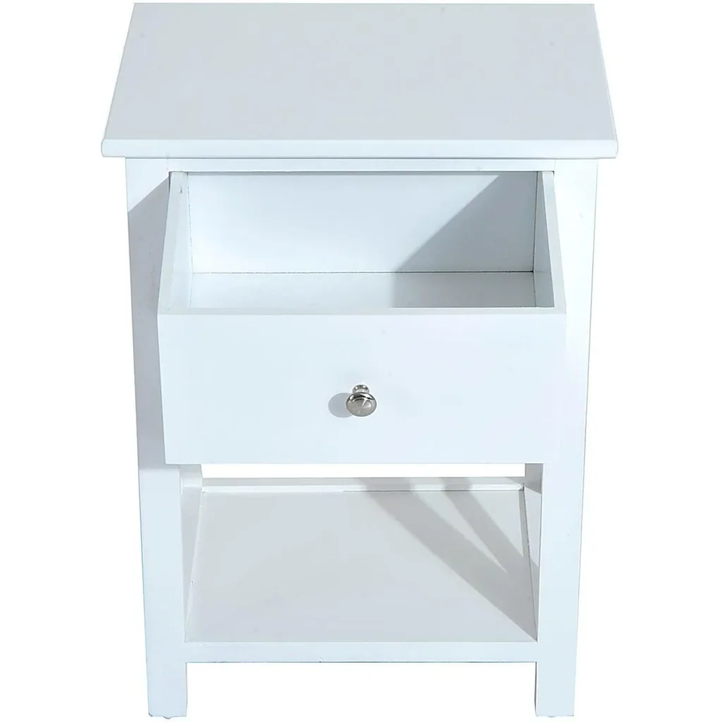 Side table bedside table with drawer wood white